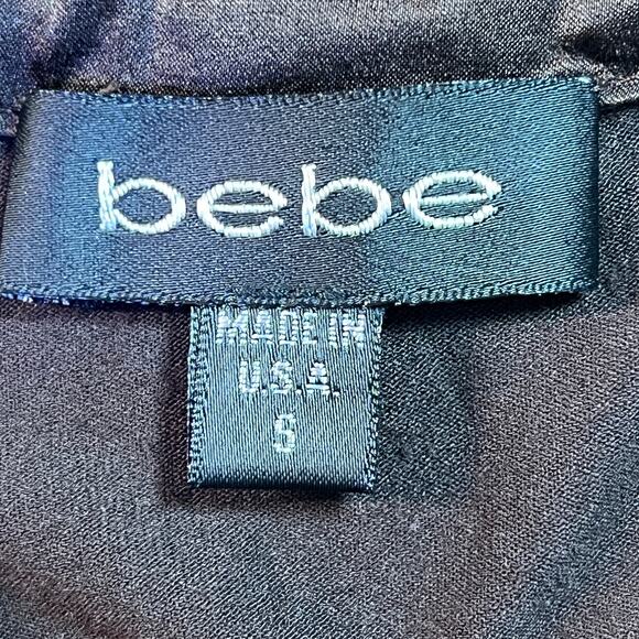 Bebe Y2K Dress Sz Small Brown Silk Trim Puff Sleeve Goblincore Fairy Vintage USA - Picture 3 of 12